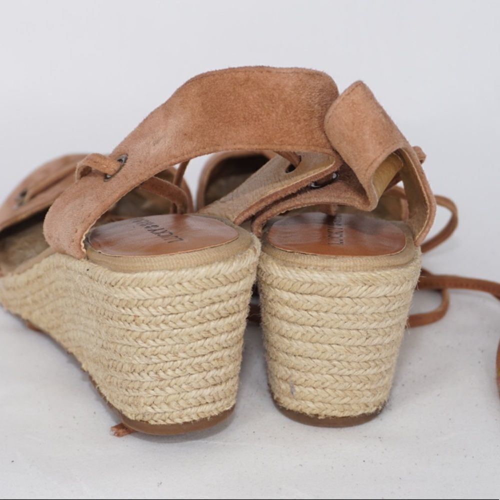 Lucky BrandĀ Keller Suede Espadrille Lace-Up Wedges, Sizeā7 - Picture 5 of 11
